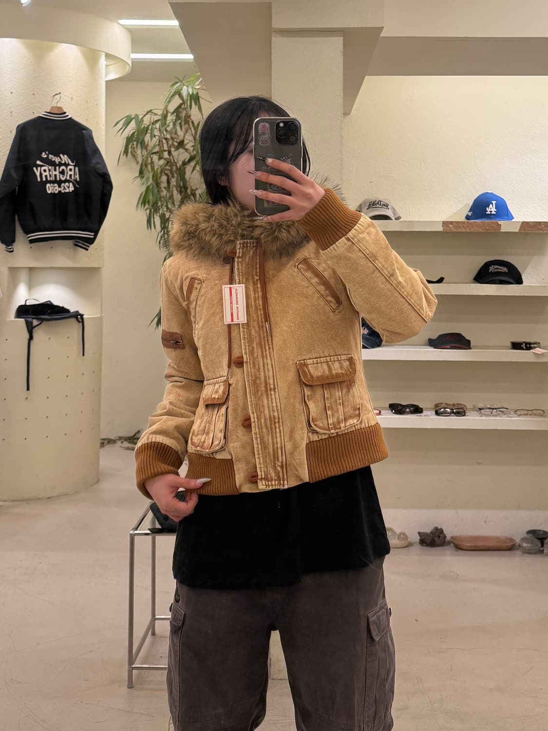 퍼 트리밍 후드 워싱 코튼 점퍼  상품이미지1