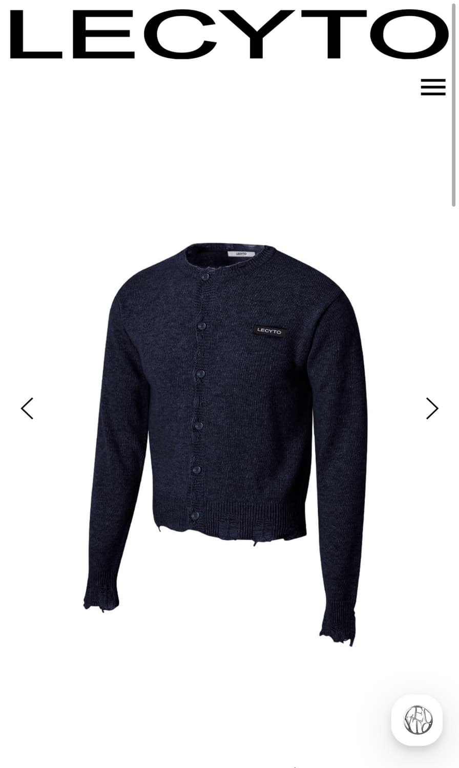 Lecyto Destroyed Wool Knit Cardigan Navy 상품이미지1