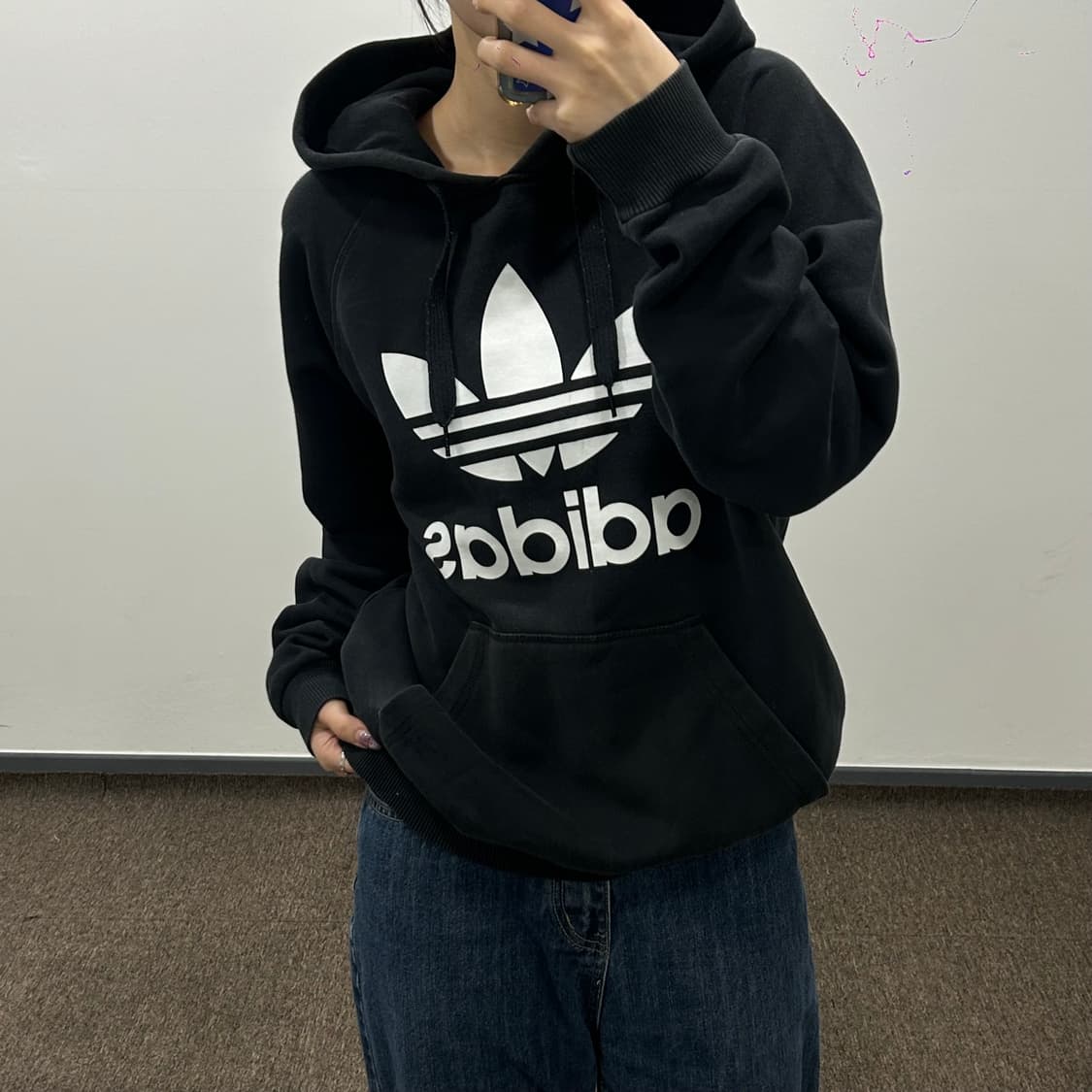 Adidas 아디다스 빅파이어로고 블랙후드티 상품이미지2