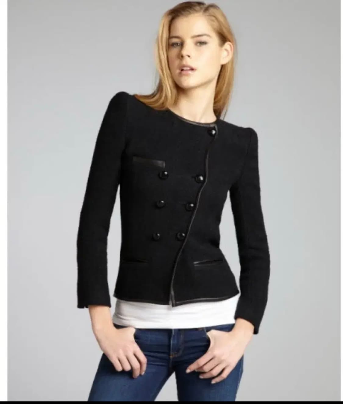 이자벨 마랑 가죽 트리밍 헤링본 자켓 상품이미지1