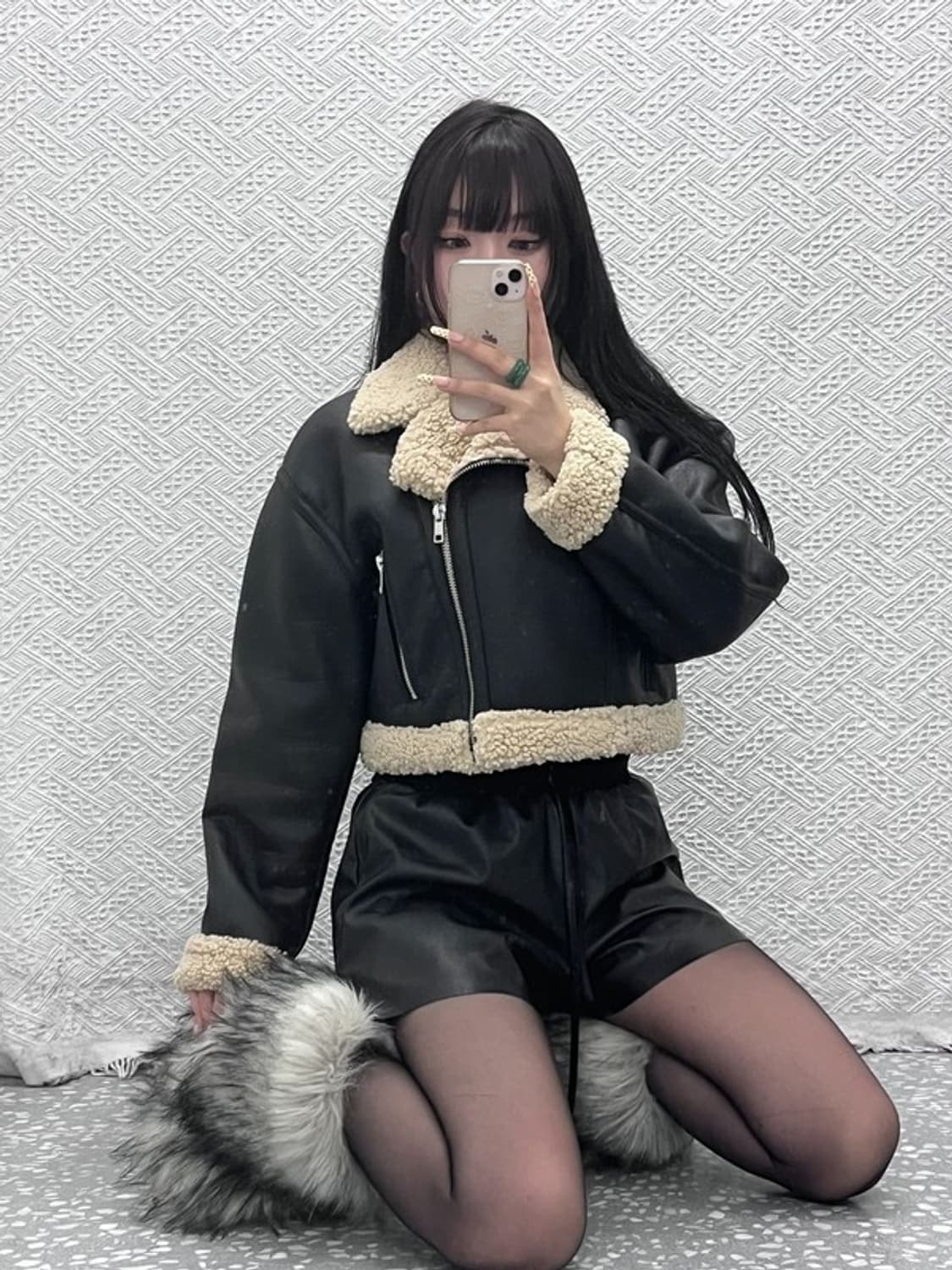 자라 모던 락시크 핀터걸 양털 크롭 무스탕 자켓 XS C10057 상품이미지2