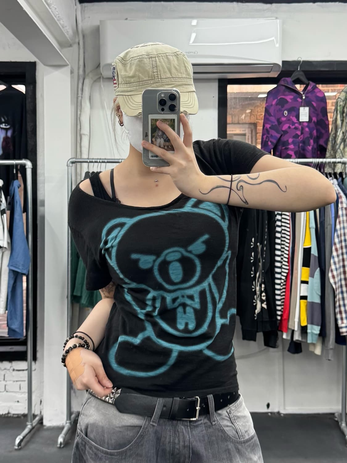 히스테릭 글래머 퍽베어 라운드넥 티서츠 상품이미지3