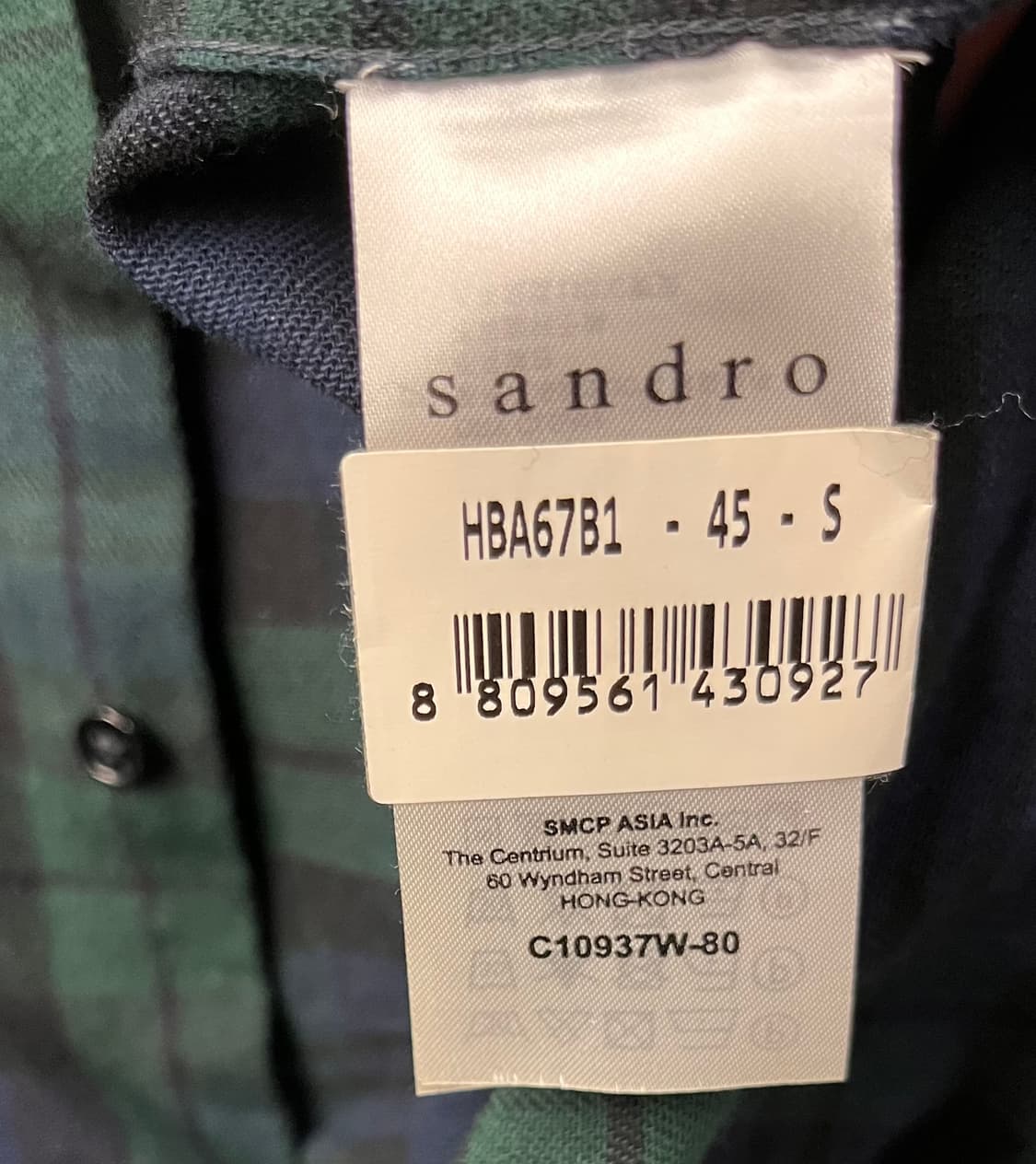 산드로 Sandro 블랙와치 체크 셔츠 S 상품이미지5