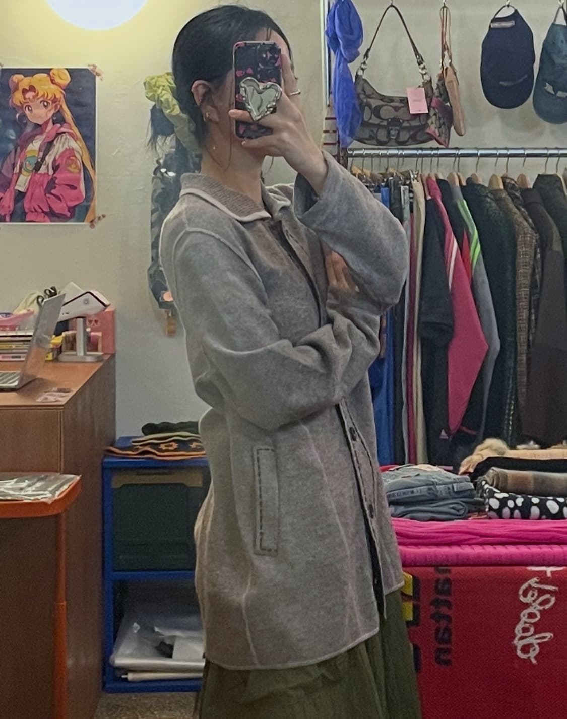 베이지 스티치 울100% 가디건 [무배] 상품이미지3