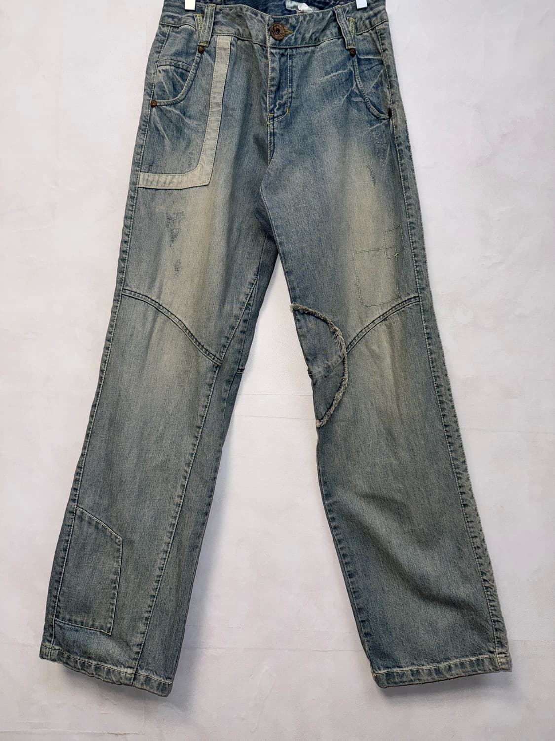 BNX washing denim slit damage wode pants 상품이미지3
