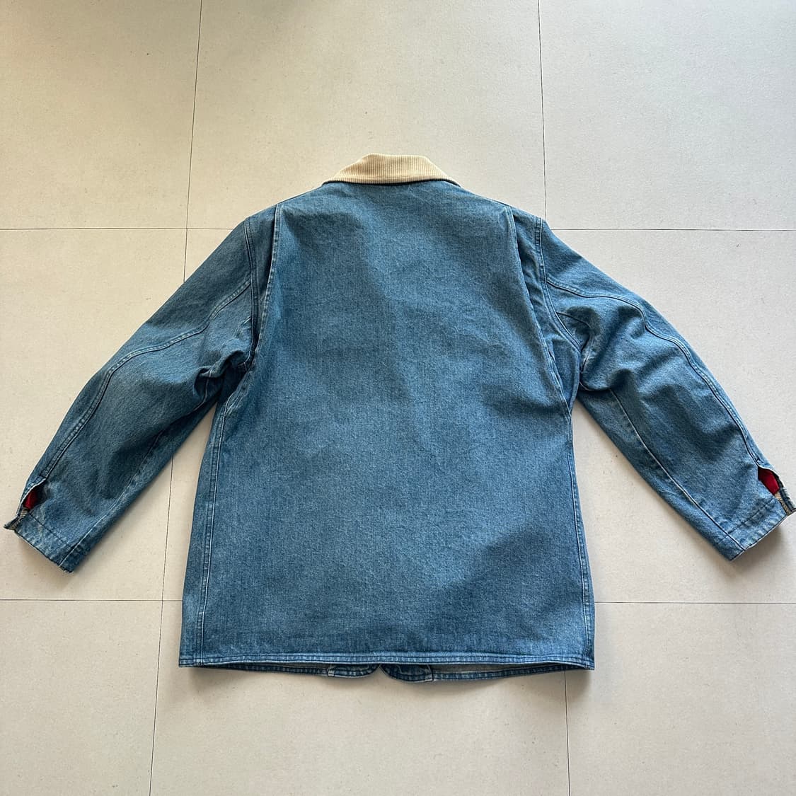 80s 엘엘빈 데님 커버올 카라 울 블랭킷 라이닝 초어 자켓  상품이미지7