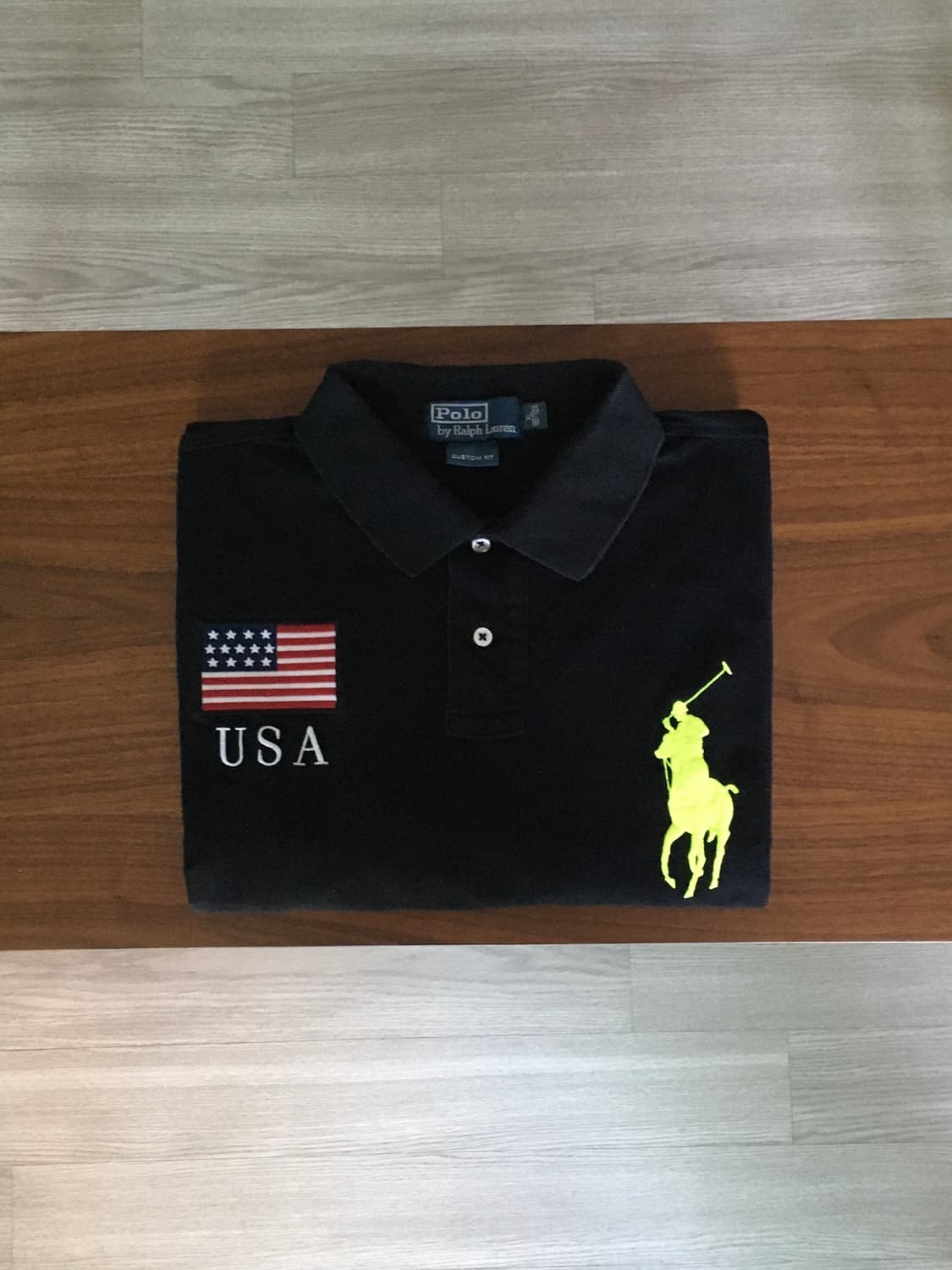 폴로 빅포니 성조기 반팔 럭비티 블랙 상품이미지1