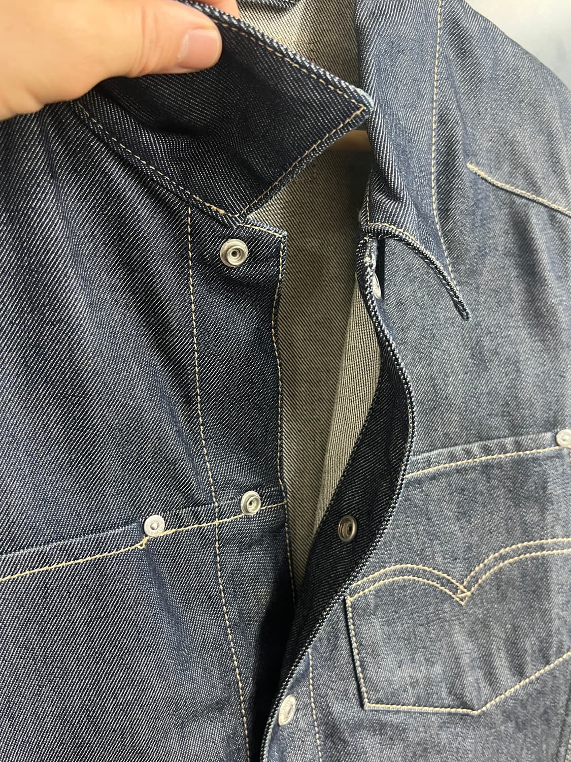 00s Levis 리바이스 엔지니어드 생지 데님 셔츠 상품이미지4