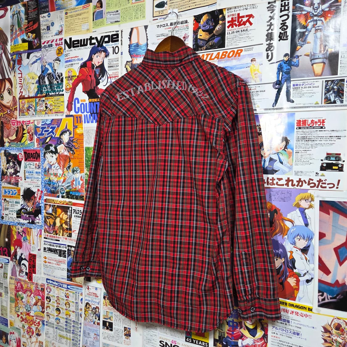 JPN 배드보이 타탄 체크 프린팅 레드 셔츠 상품이미지2