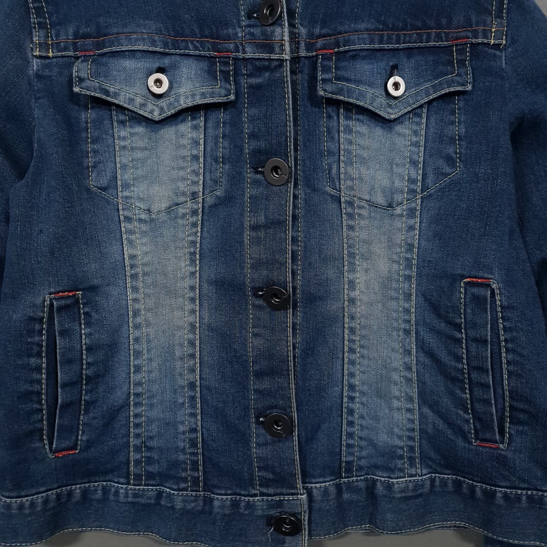 여성 M (55) A6 진스 워싱 데님 후드 트러커 자켓 인디고 상품이미지5