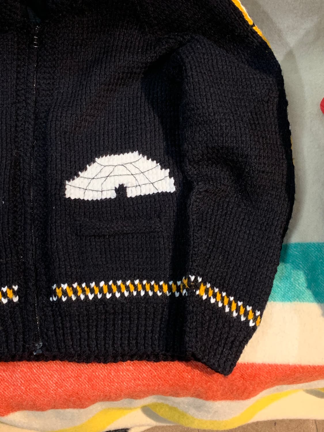 80s 핸드 니트 코위찬 집업 스웨터 ALASKA 상품이미지3