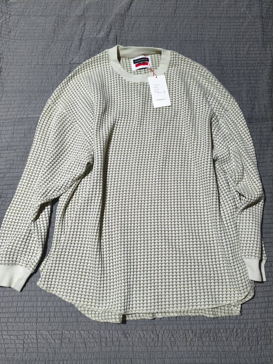 메종 스페셜  와플니트 크루넥 롱 슬리브 2(105~115) 새상품 상품이미지1