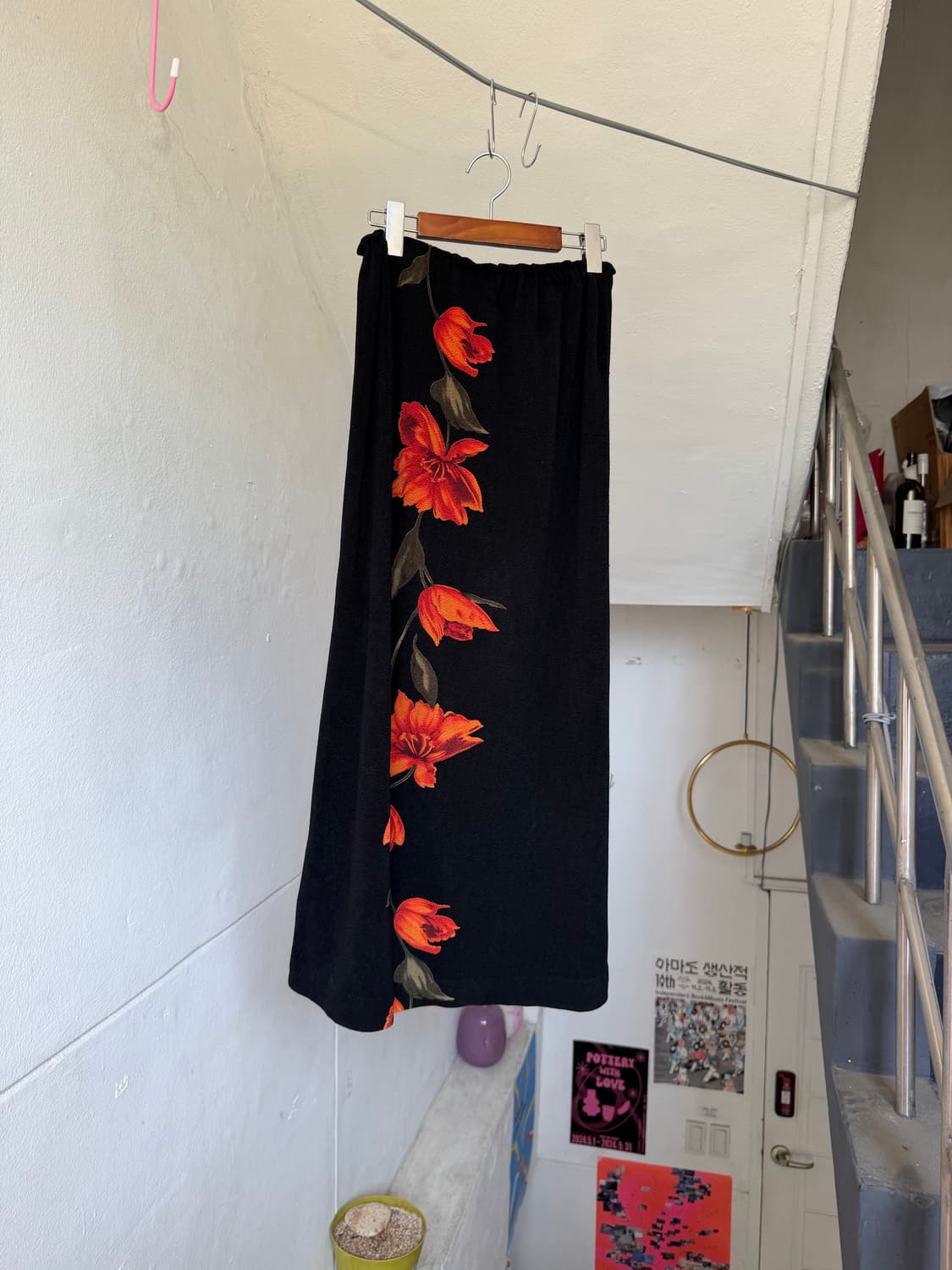 플라워패턴 y2k 롱 비스코스 스커트 상품이미지5