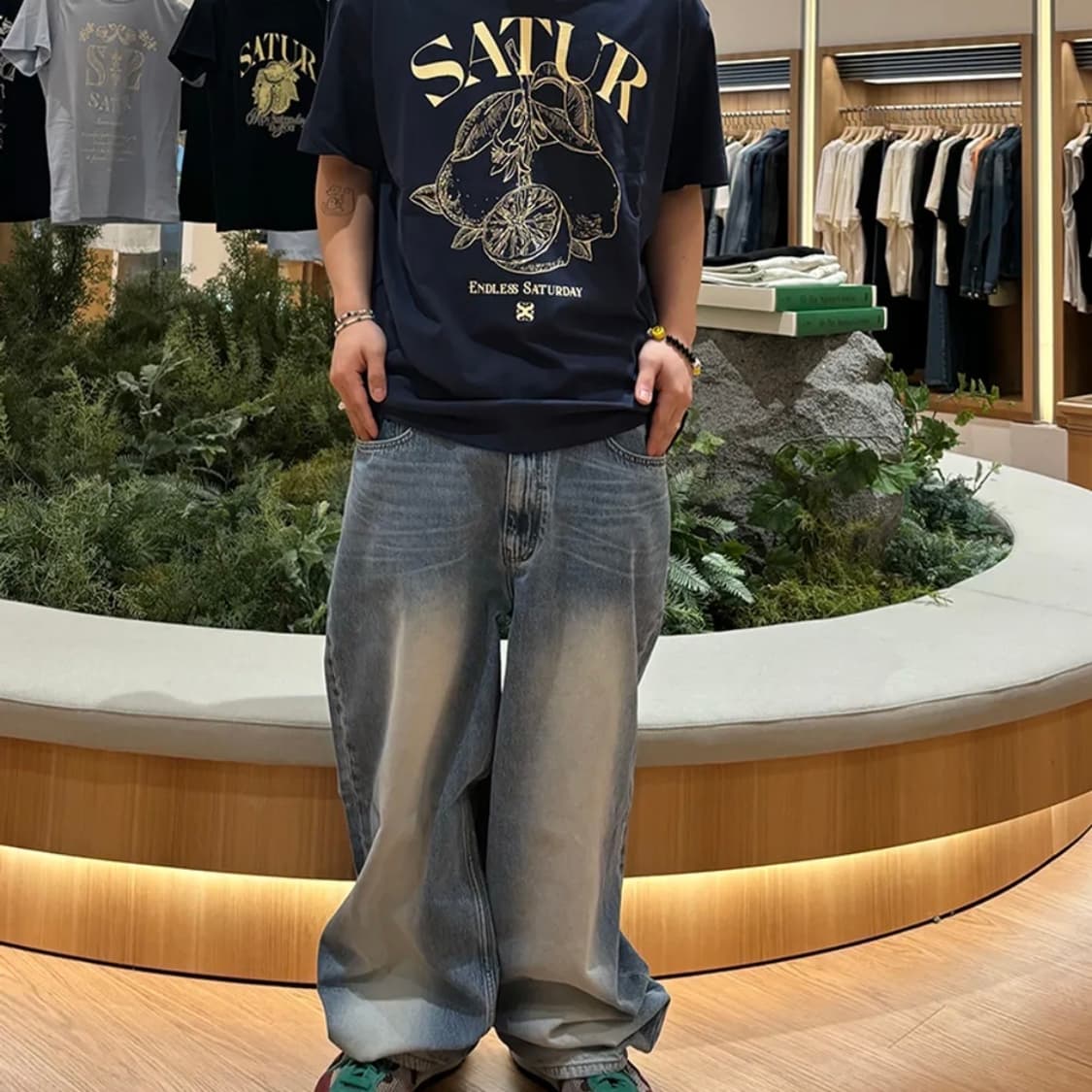 세터 데님 브루클린 뉴트로 와이드 워시드 데님 팬츠 레트로 블루 상품이미지3