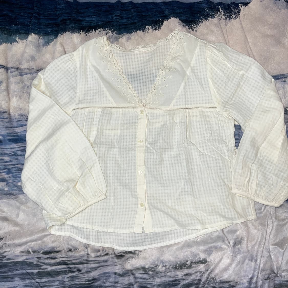 Japanese Vintage Ivory Frill Cardigan 상품이미지2