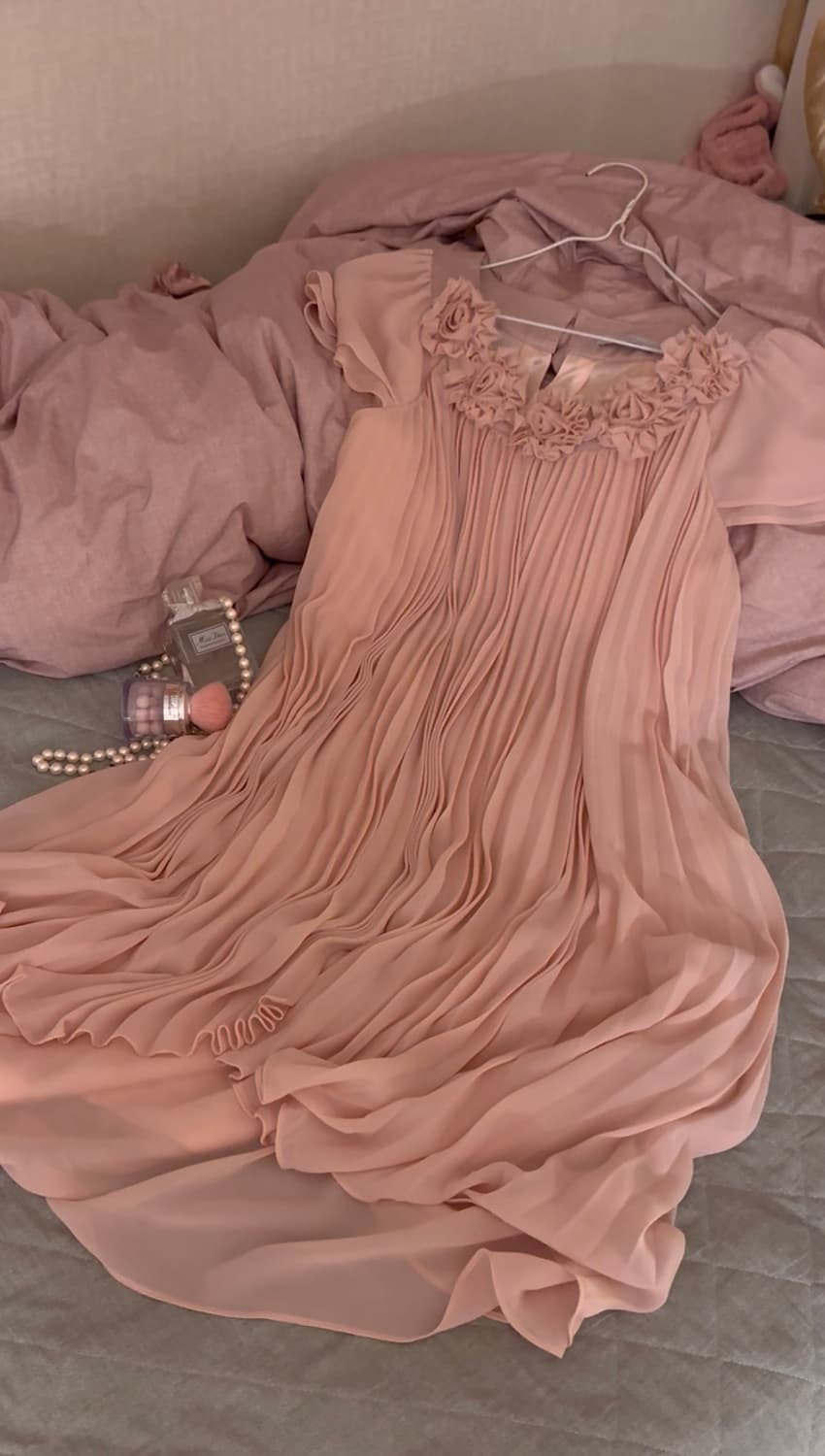 로맨틱 플리츠 쉬폰 드레스 상품이미지1