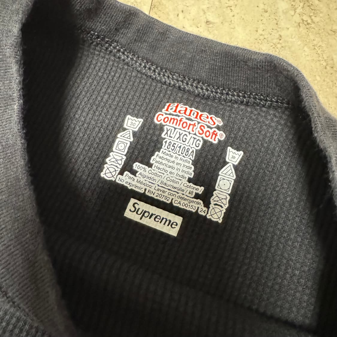 [XL] 슈프림 헤인즈 써멀 크루 블랙 상품이미지5