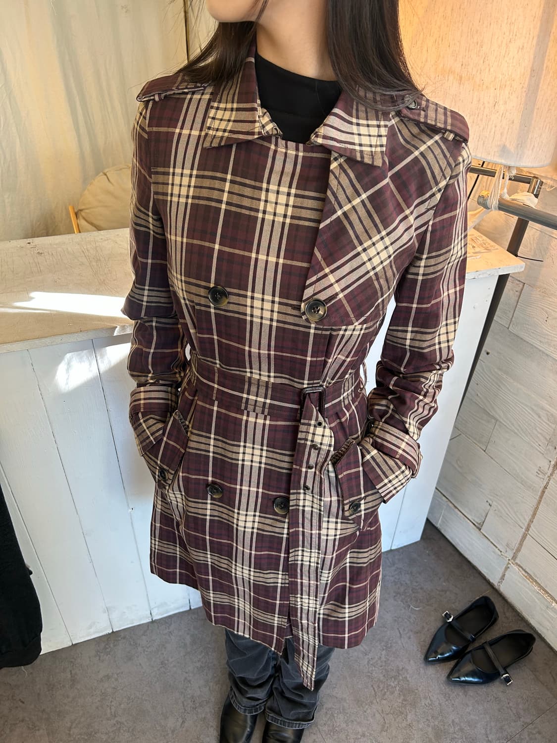 TOMMY HILFIGER 체크 트렌치코트 상품이미지1