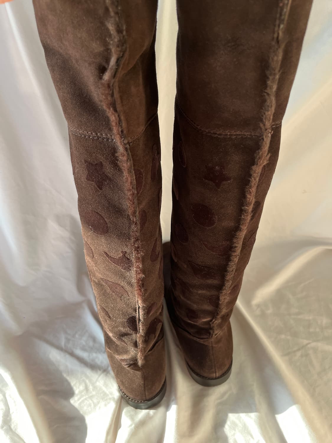 츠모리 치사토 별 도트 스웨이드 융털 롱부츠 퍼 부츠 상품이미지6