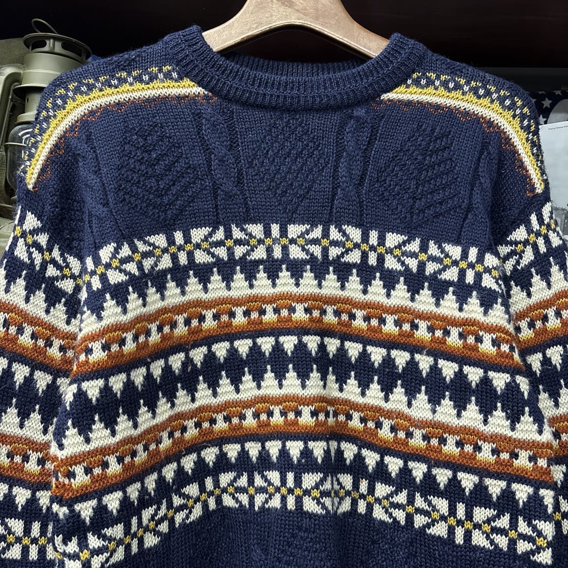90s JPN 클래식 케이블 노르딕 음각패턴 믹스 울 스웨터 N164 상품이미지3