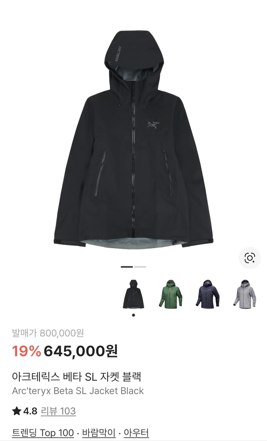 (L) 아크테릭스 베타 SL 자켓 블랙 상품이미지1