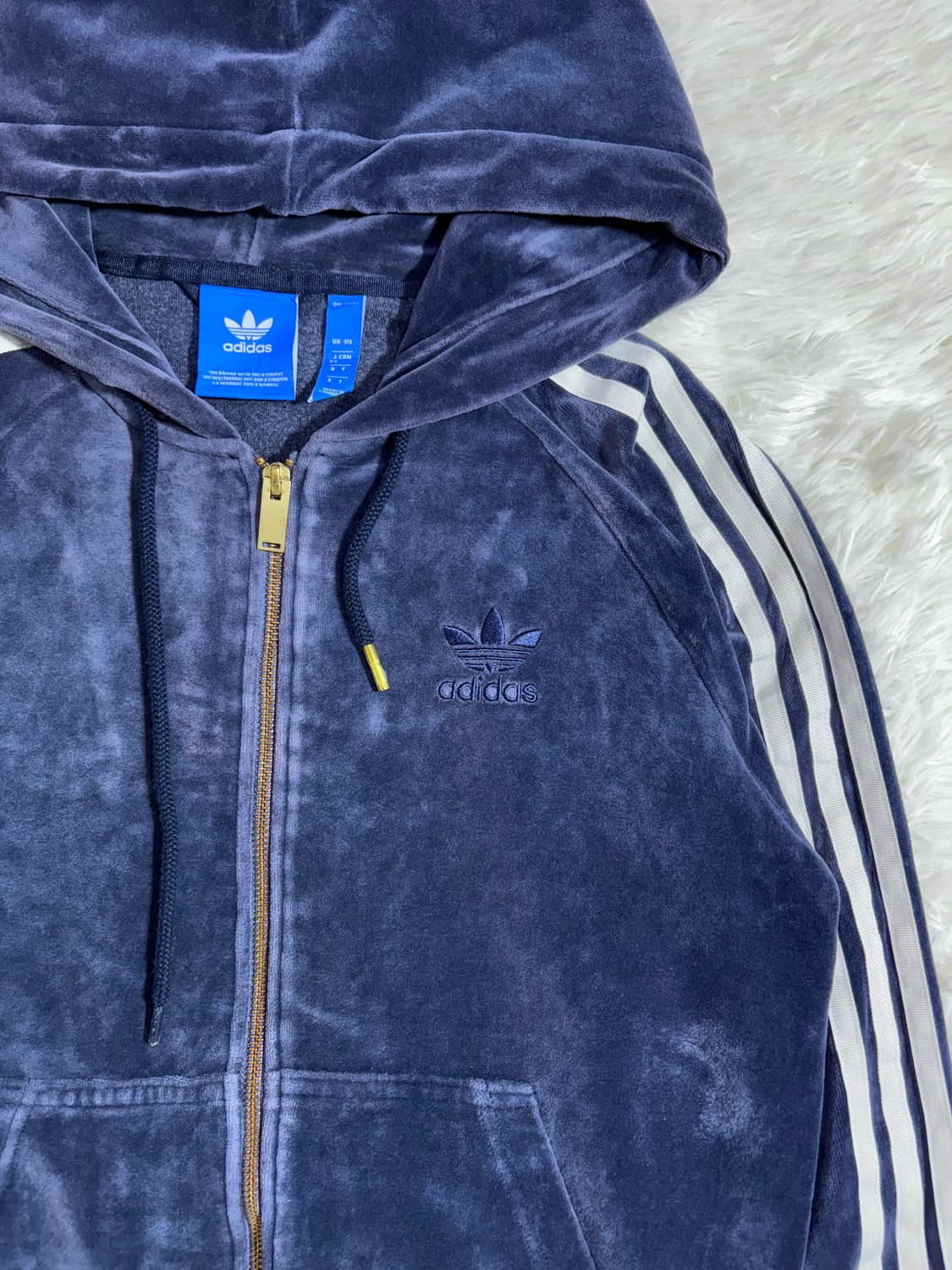 아디다스 벨벳 삼선 네이비 오버핏 후드집업  상품이미지6