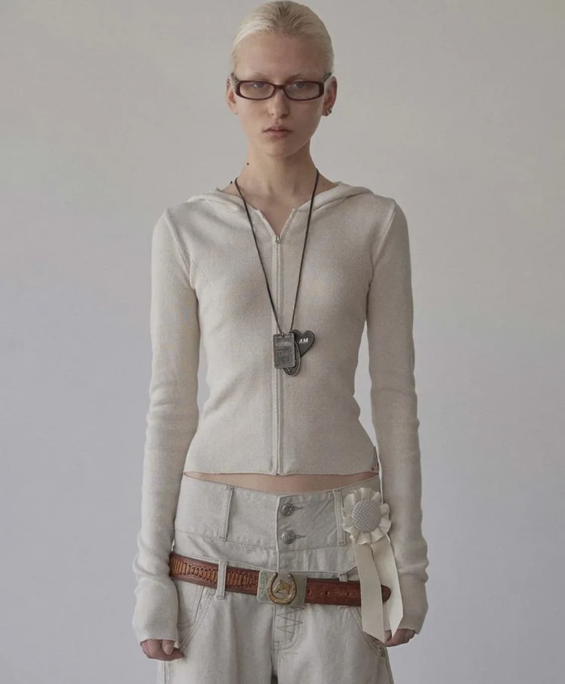 스컬프터 실루엣 후드 니트집업 S 상품이미지1