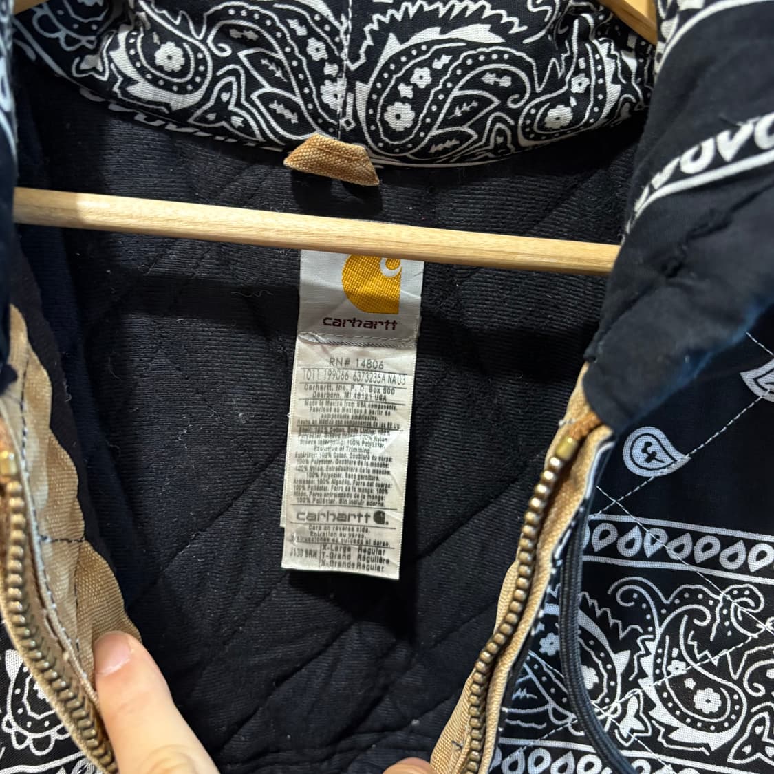 90s 칼하트 j130 반다나 커스텀 후드 워크 자켓 상품이미지5