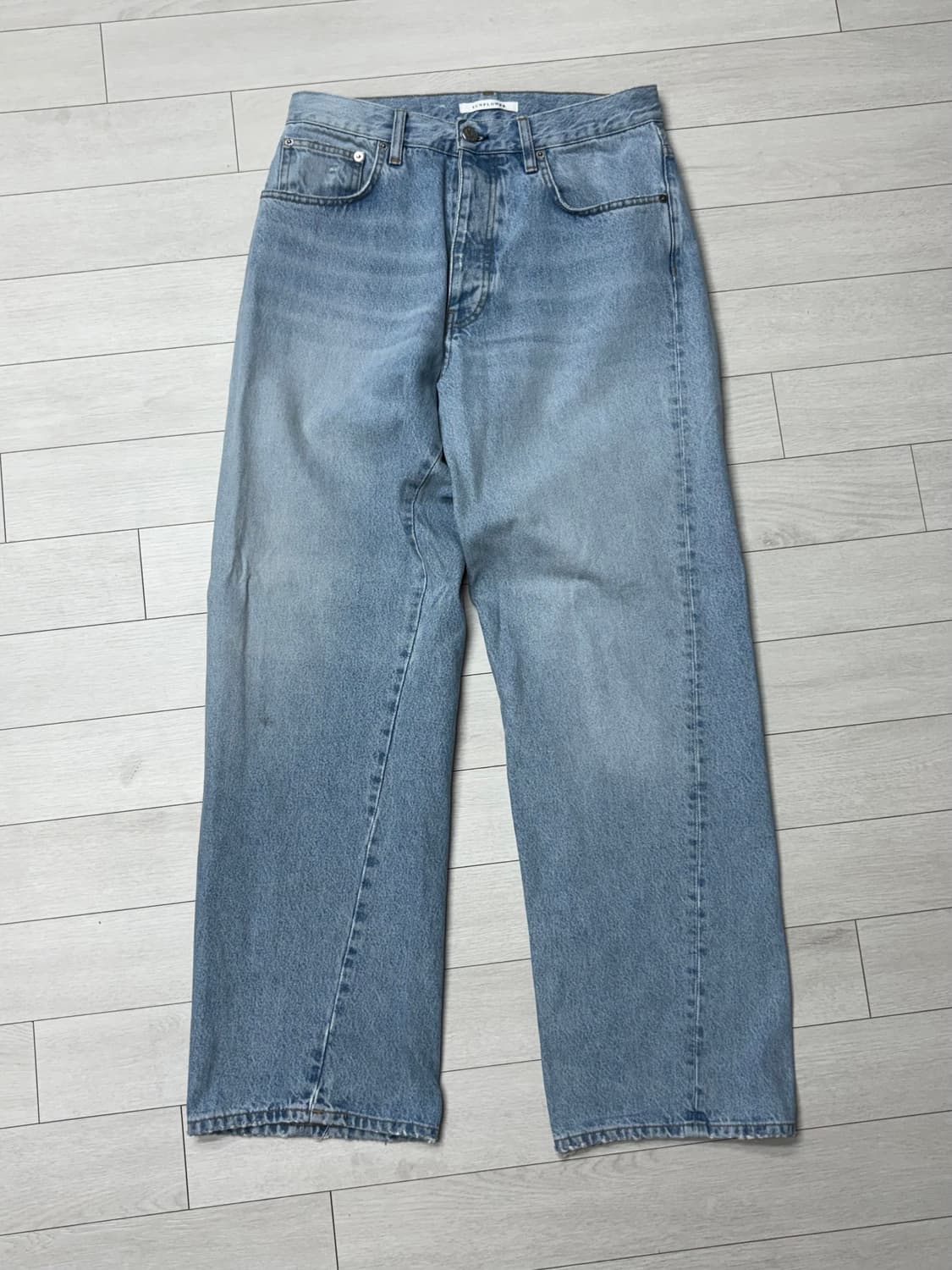 선플라워 와이드 트위스트 데님 팬츠 블루 (31x32) 상품이미지1