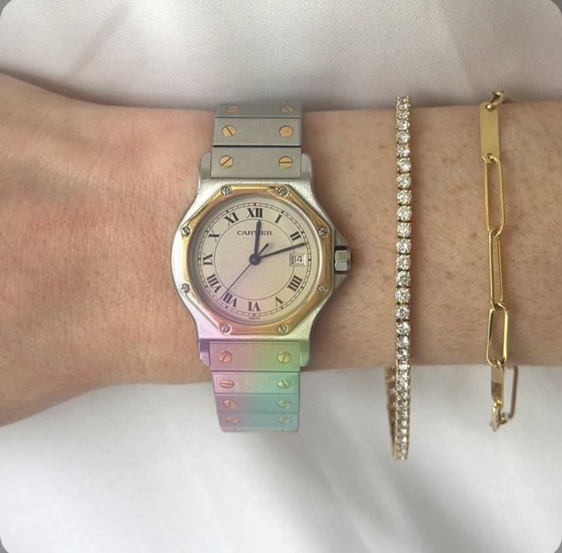 까르띠에 산토스 90s 18K 오토메틱 30mm 시계 상품이미지7