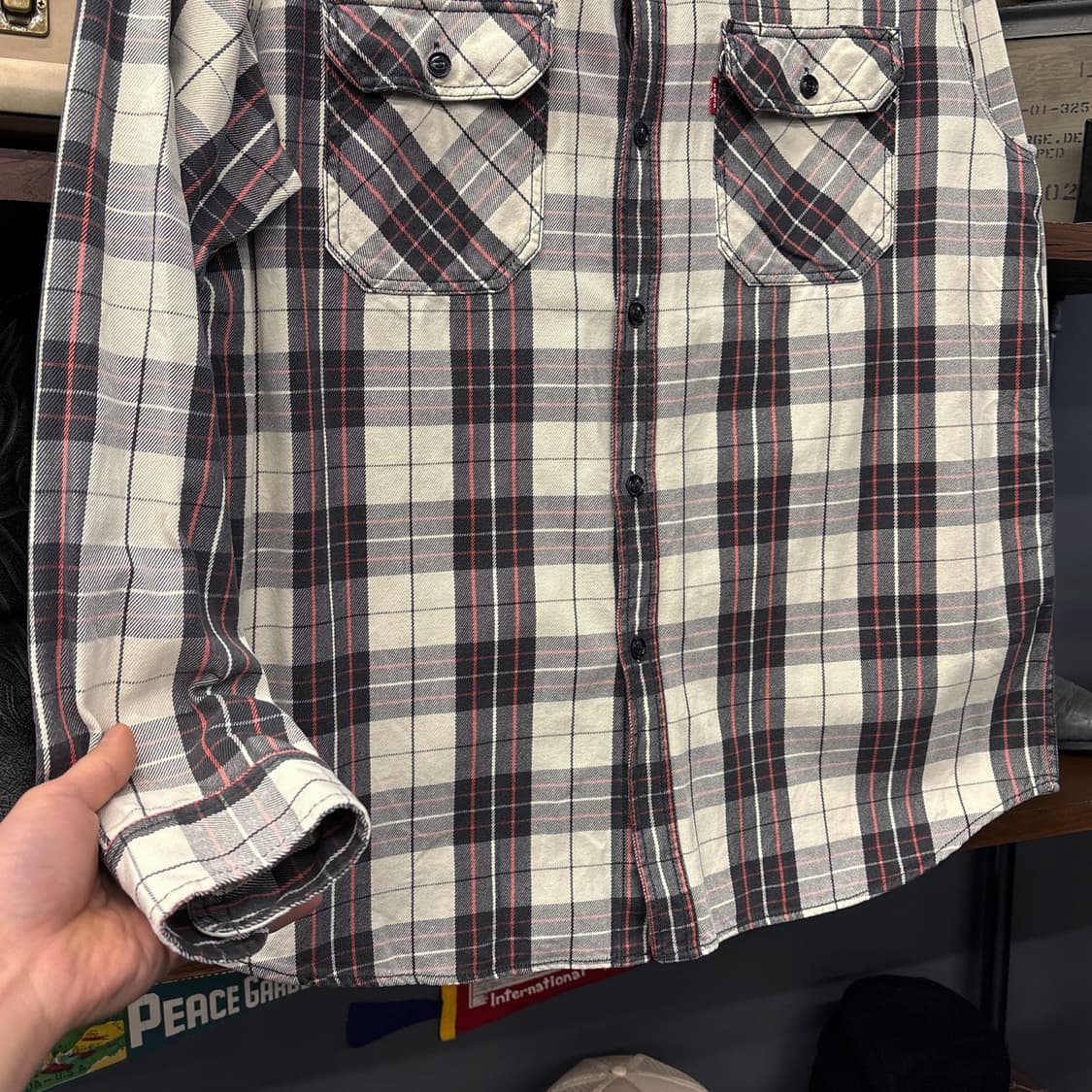 00s 리바이스 레드탭 재팬라인 코튼트윌 타탄체크 워크셔츠 N867 상품이미지4