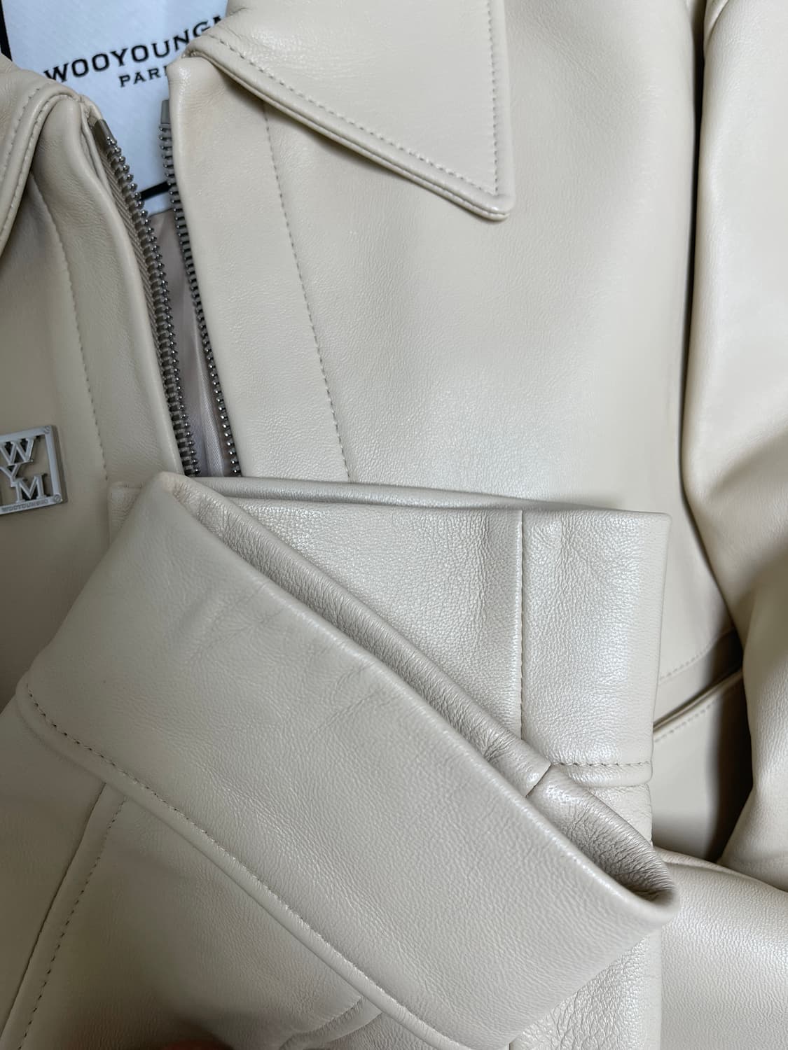 우영미 아이보리 양가죽 자켓 46 사이즈 상품이미지8