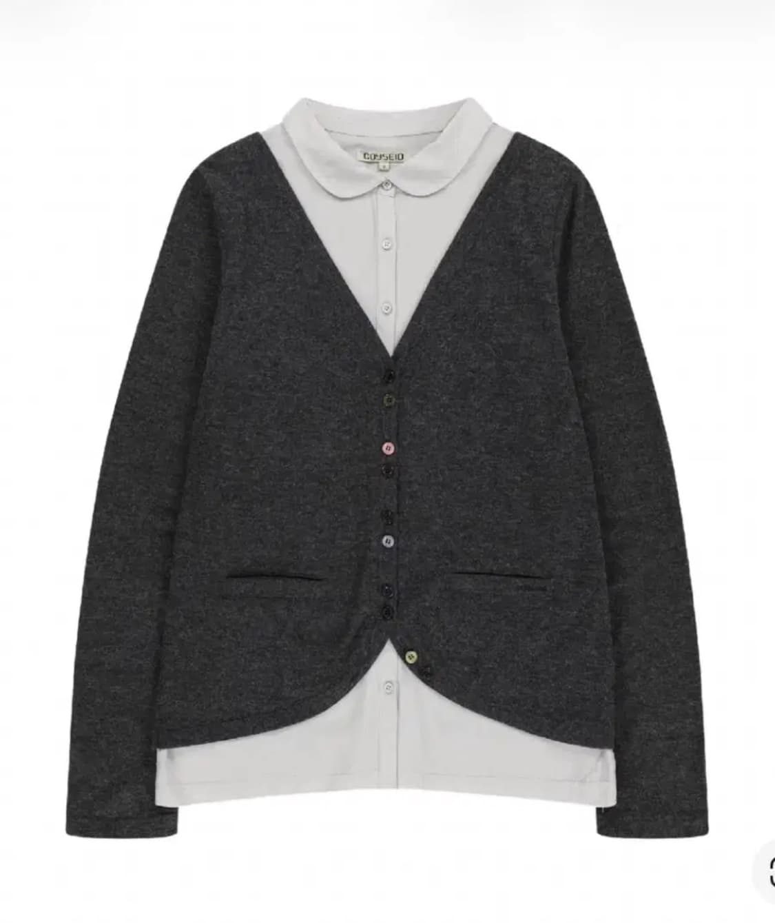 코이세이오 레이어드 셔츠 가디건 다크그레이  상품이미지1