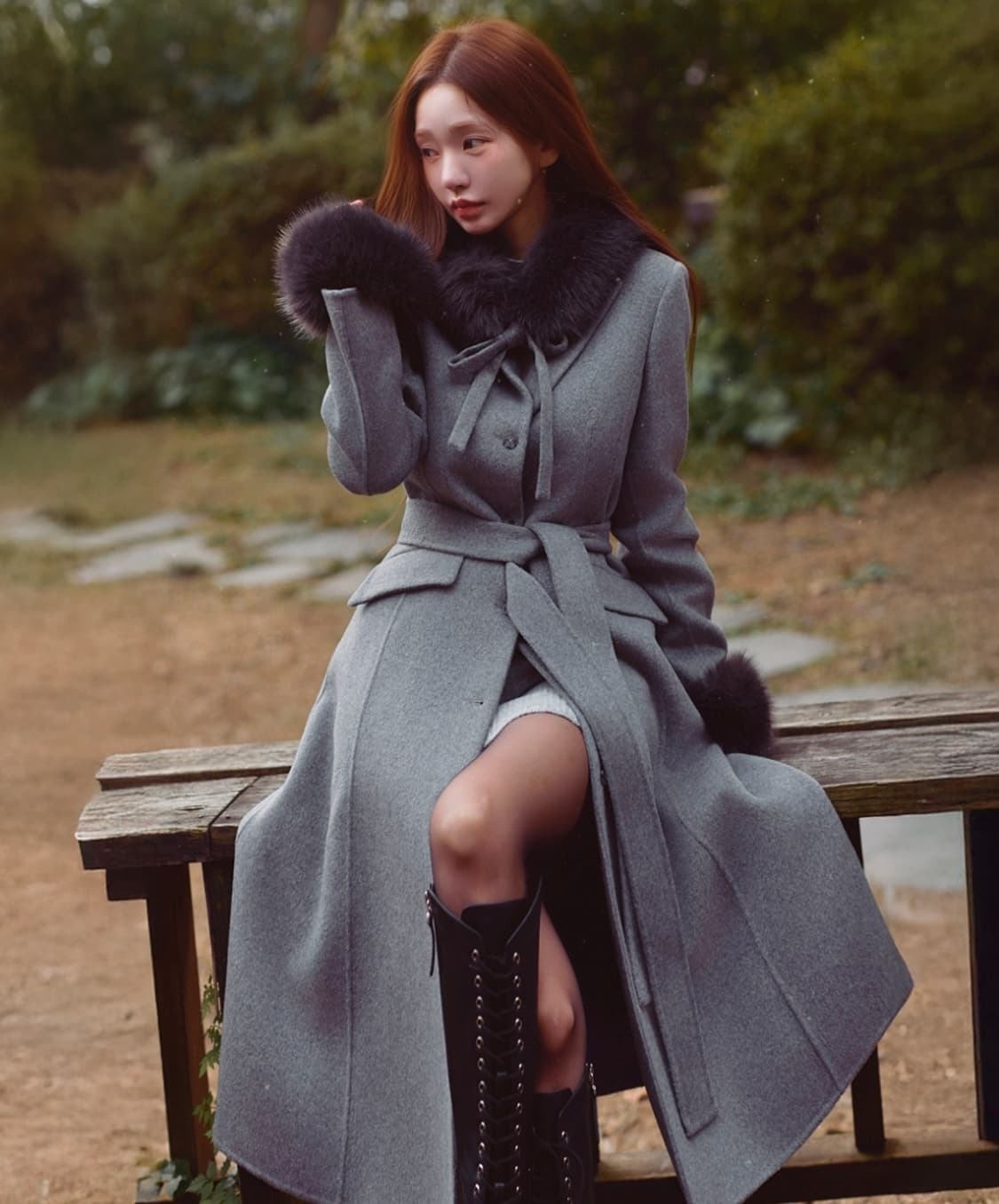 카인다미 캐시미어 프린세스라인 코트 그레이 풀세트 시착만,새상품컨디션 상품이미지1