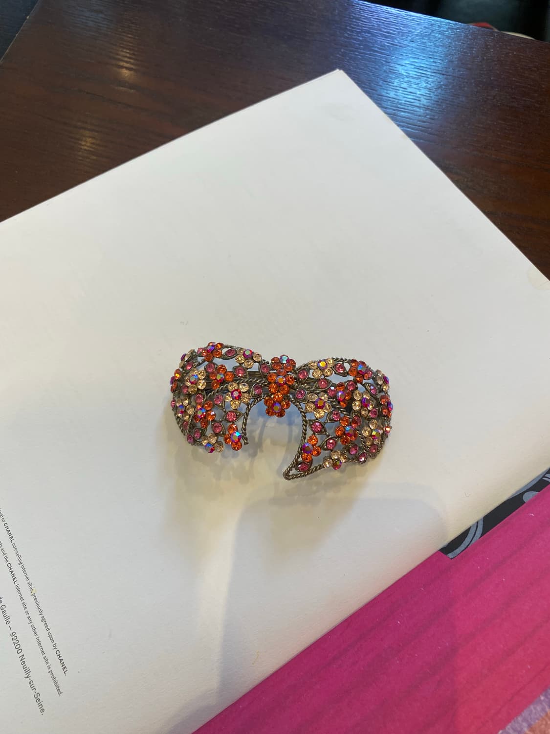 핑크 크리스탈 큐빅 리본 헤어핀 상품이미지1