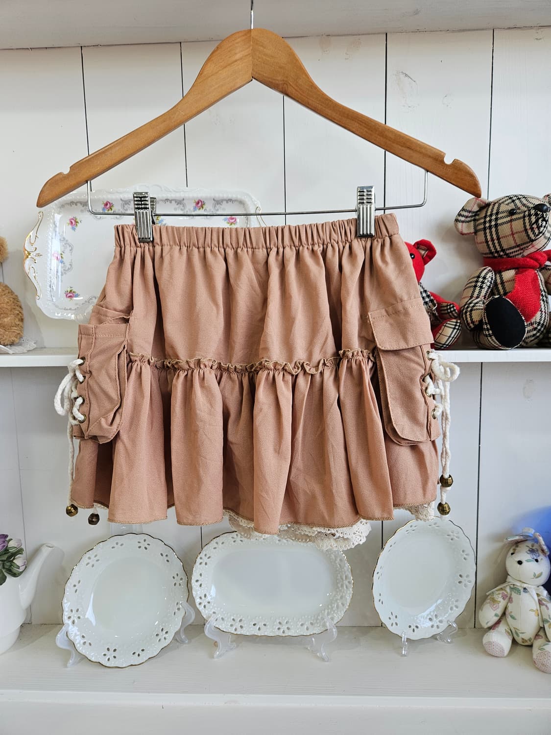 카라멜핑크 카고 큐롯 스커트팬츠 상품이미지1