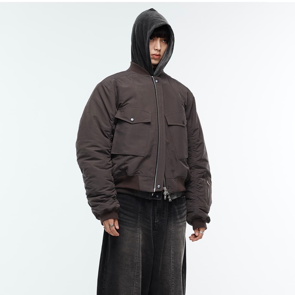 알렌느 봄버 자킷 그레이 2사이즈 상품이미지2