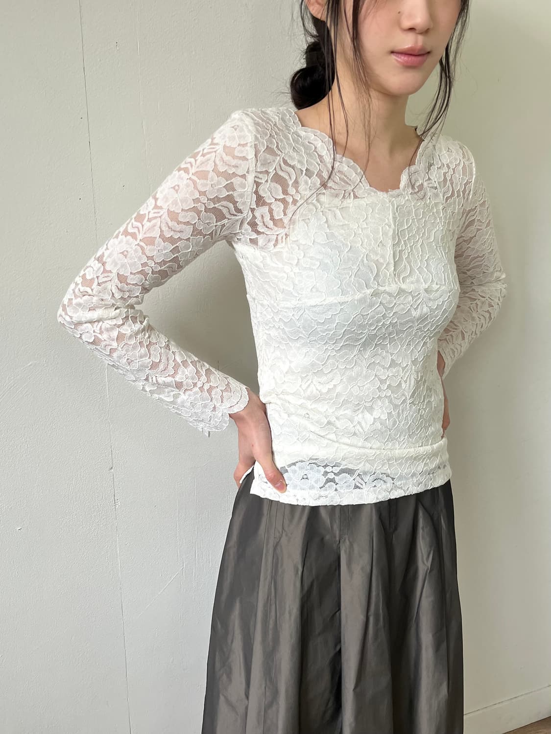 mysty woman 레이스 시스루 탑 상품이미지4