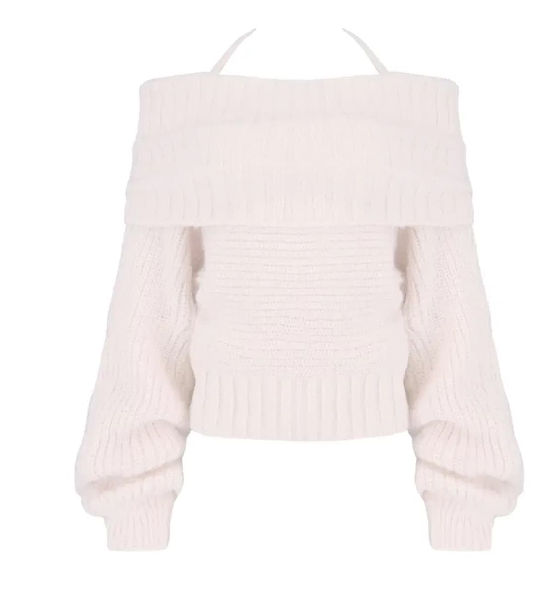 클리시어 팔레트 오프숄더 리본 니트 핑크 색상 상품이미지1