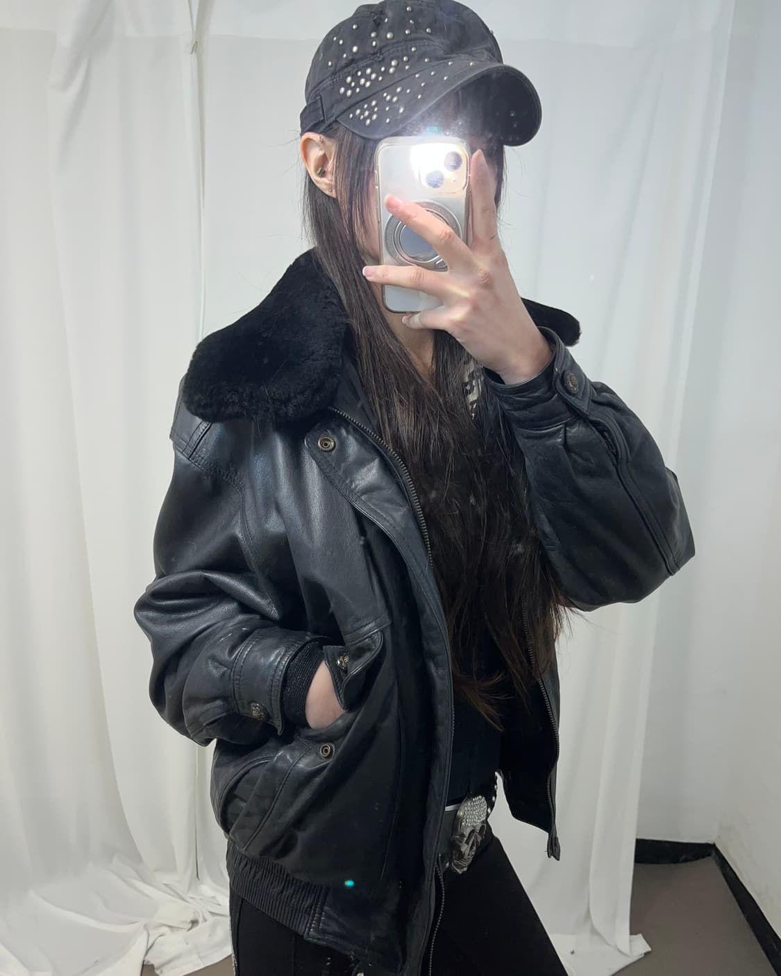 양가죽 퍼카라 봄버 상품이미지1