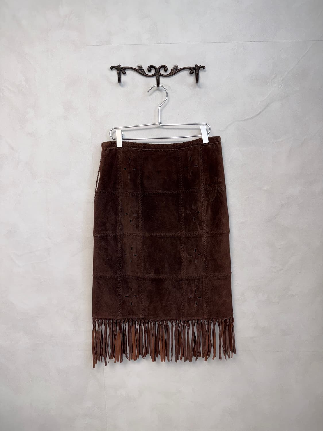 Dark brown bohemian punching fringe 셋업 상품이미지10