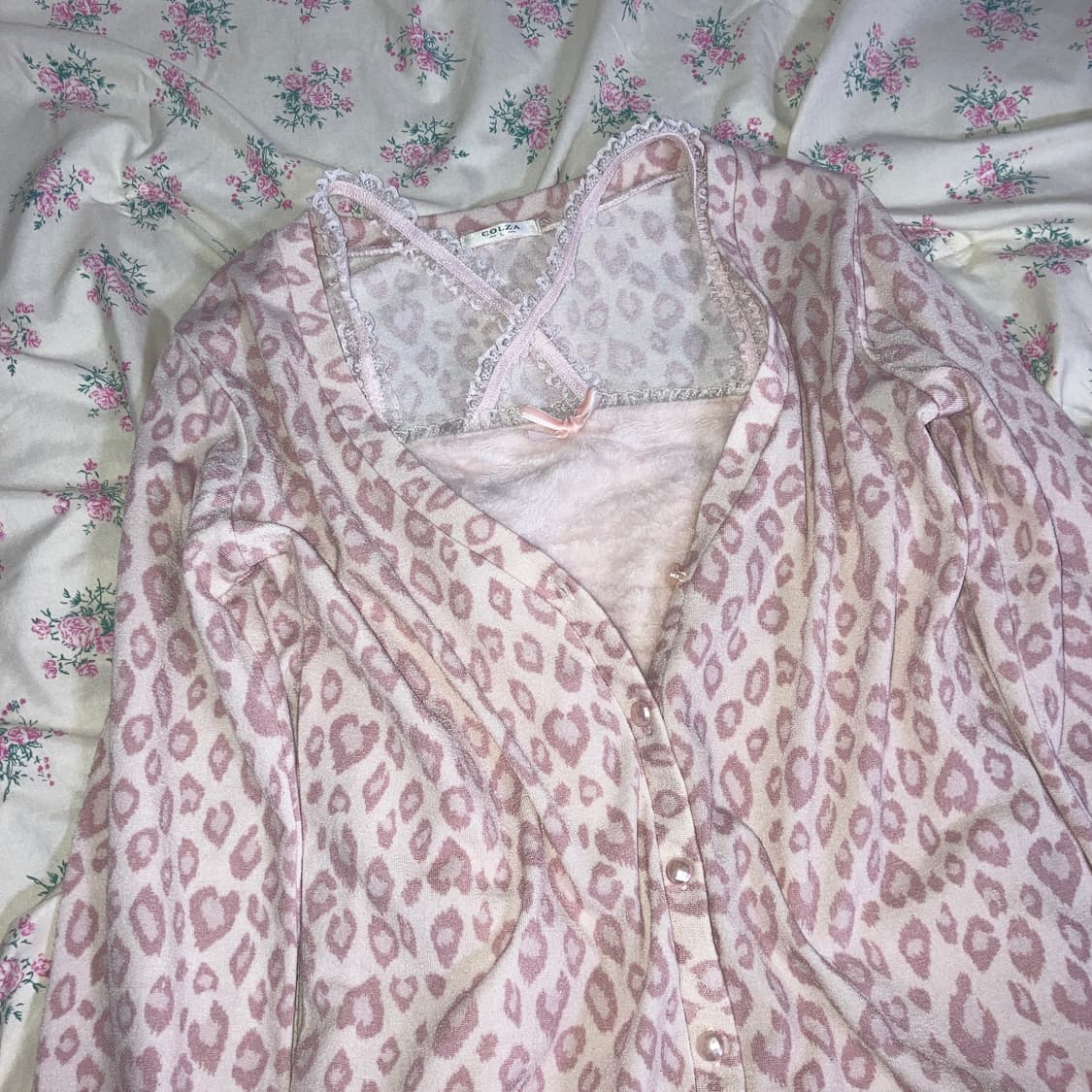 리즈리사 리본 레이스 퍼 슬리브+호피 가디건 코디세트 히메갸루 핀터레스트 상품이미지2