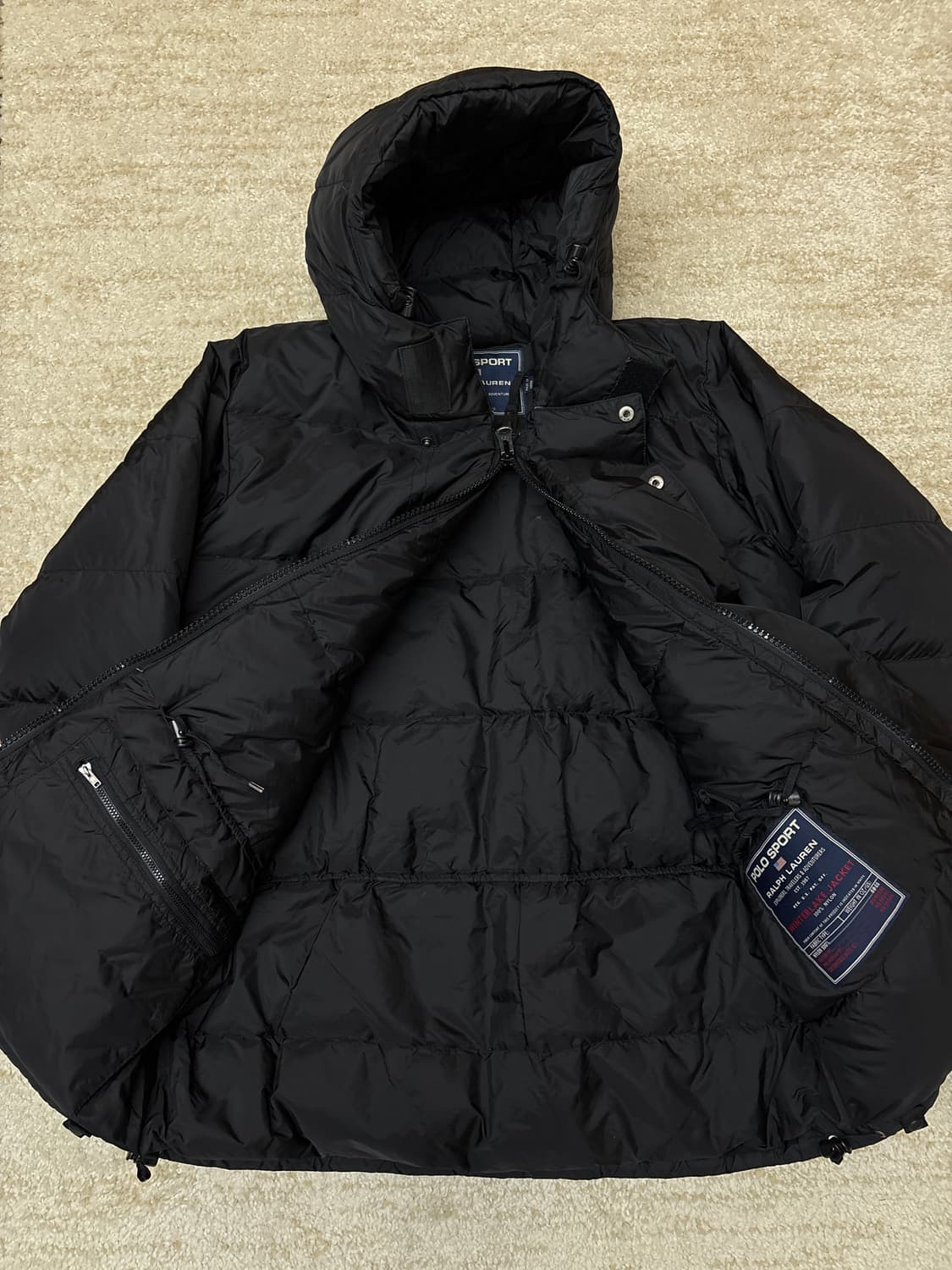 [M] 90s 폴로스포츠 덕다운 푸퍼 블랙 패딩 자켓 상품이미지5