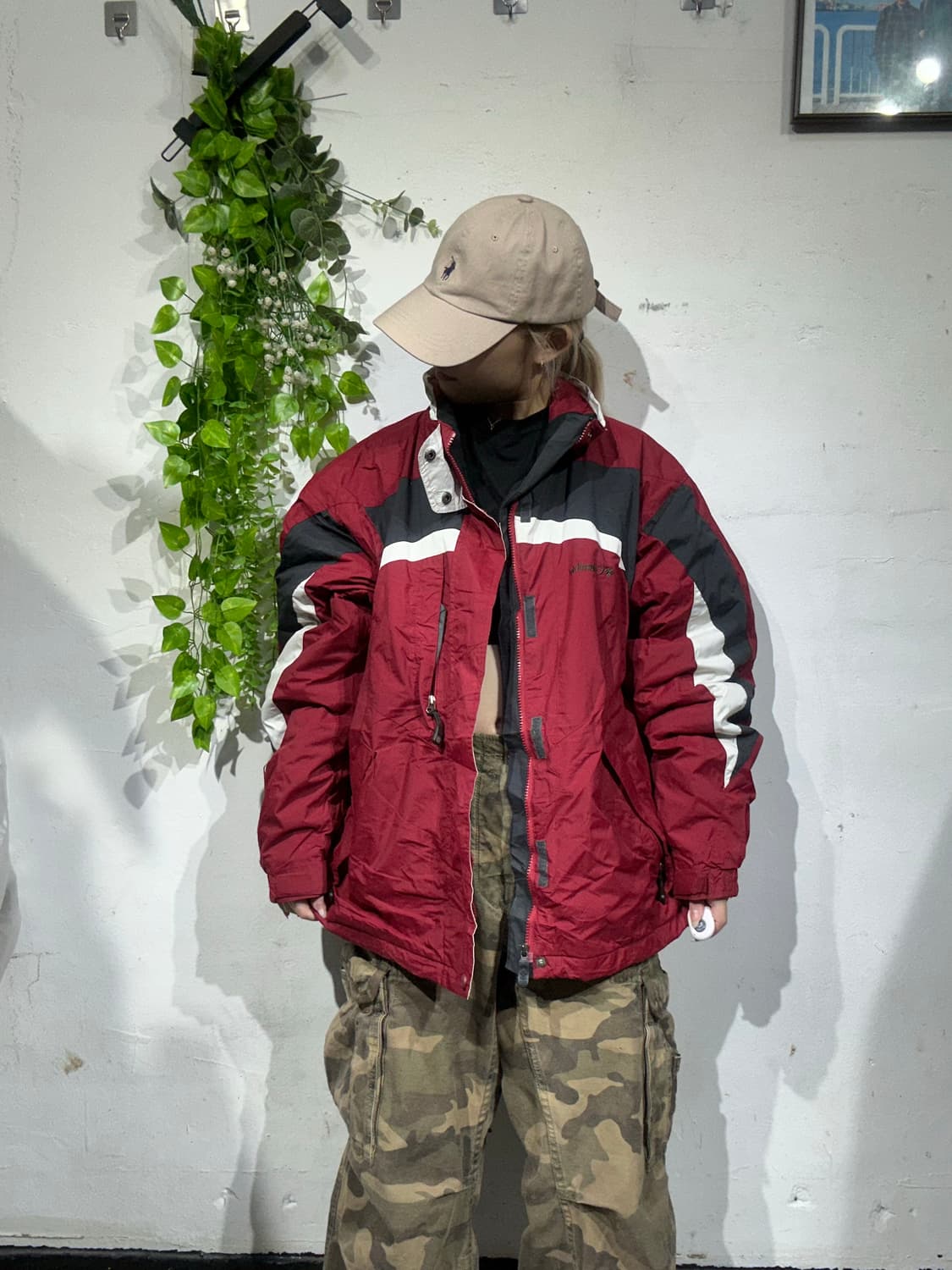 컬럼비아 버건디 바람막이 자켓 L 상품이미지2