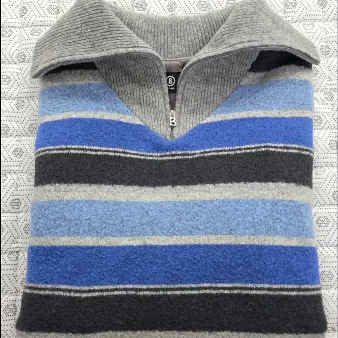 보그너 남성 스트라이프 반집업 니트 95 상품이미지5