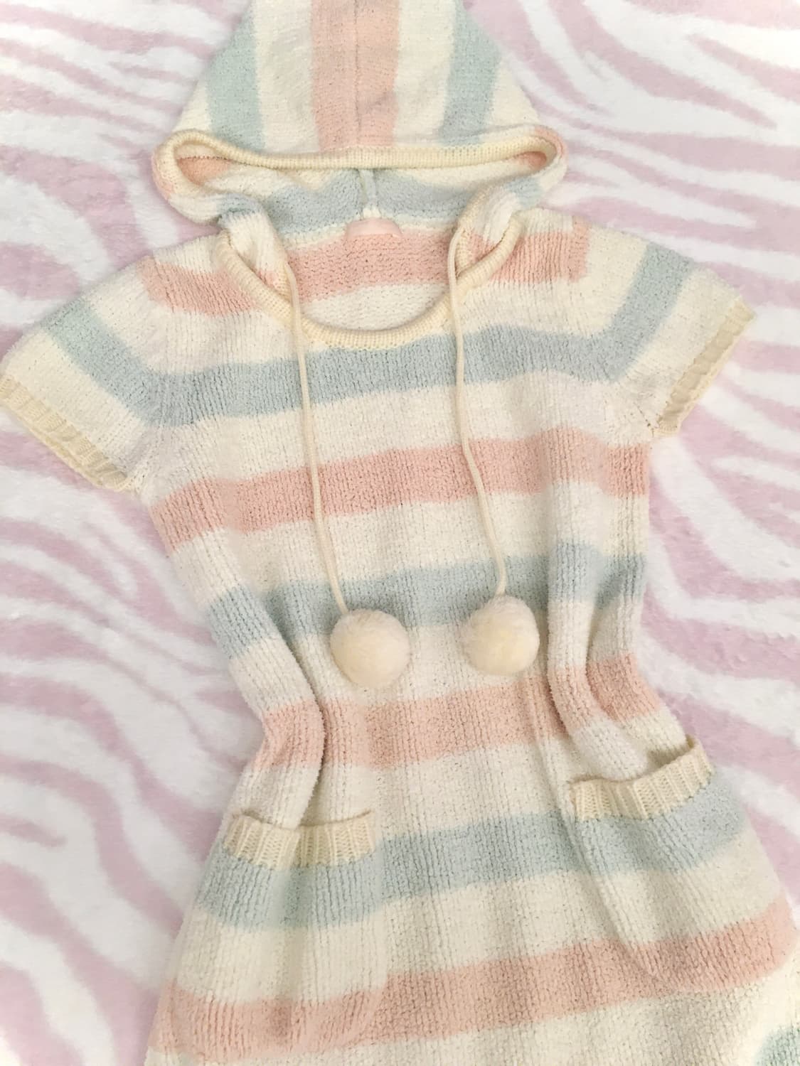 코튼캔디 솜사탕 파스텔 스트라이프 후드티 헤이세이 갸루 모리걸 상품이미지5