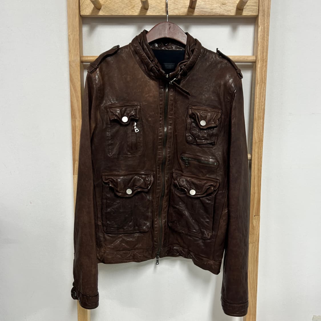 뮤즈룸 에디슬리먼st 레더 자켓 브라운 상품이미지4