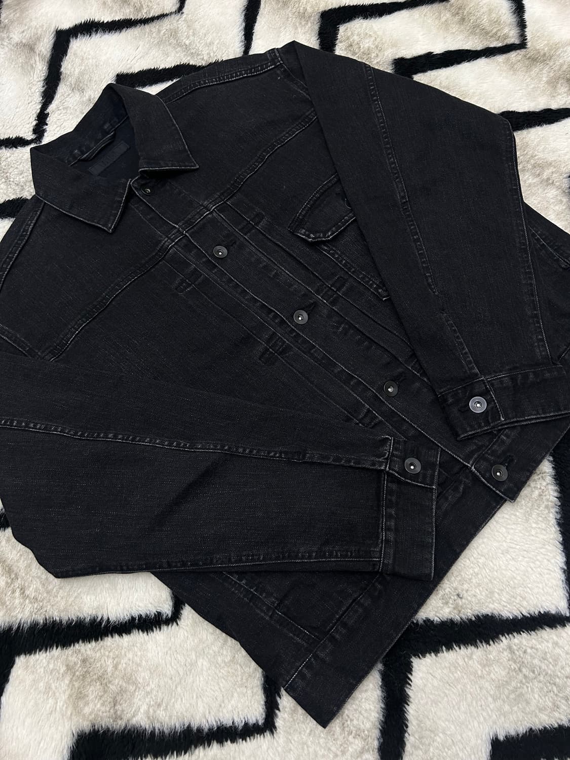 [L]유니클로 코튼 데님 트러커 자켓/흑청 상품이미지2