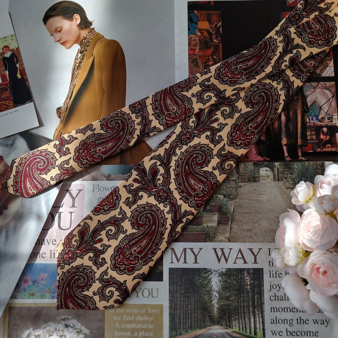 폴로 랄프로렌 실크 베이지 페이즐리 넥타이 9cm A+등급 A19667 상품이미지5