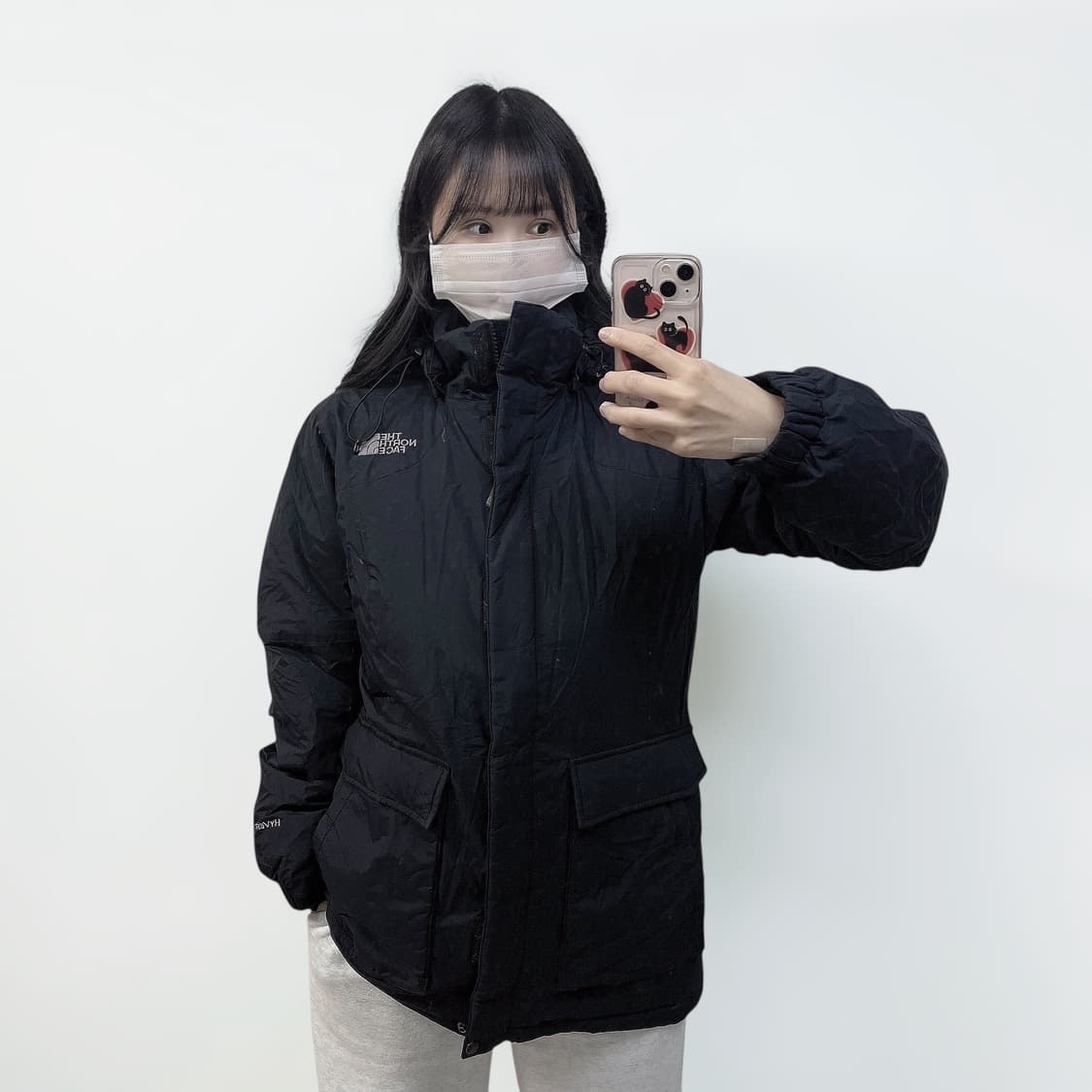 노스페이스 구스다운 후드 패딩 블랙 상품이미지1